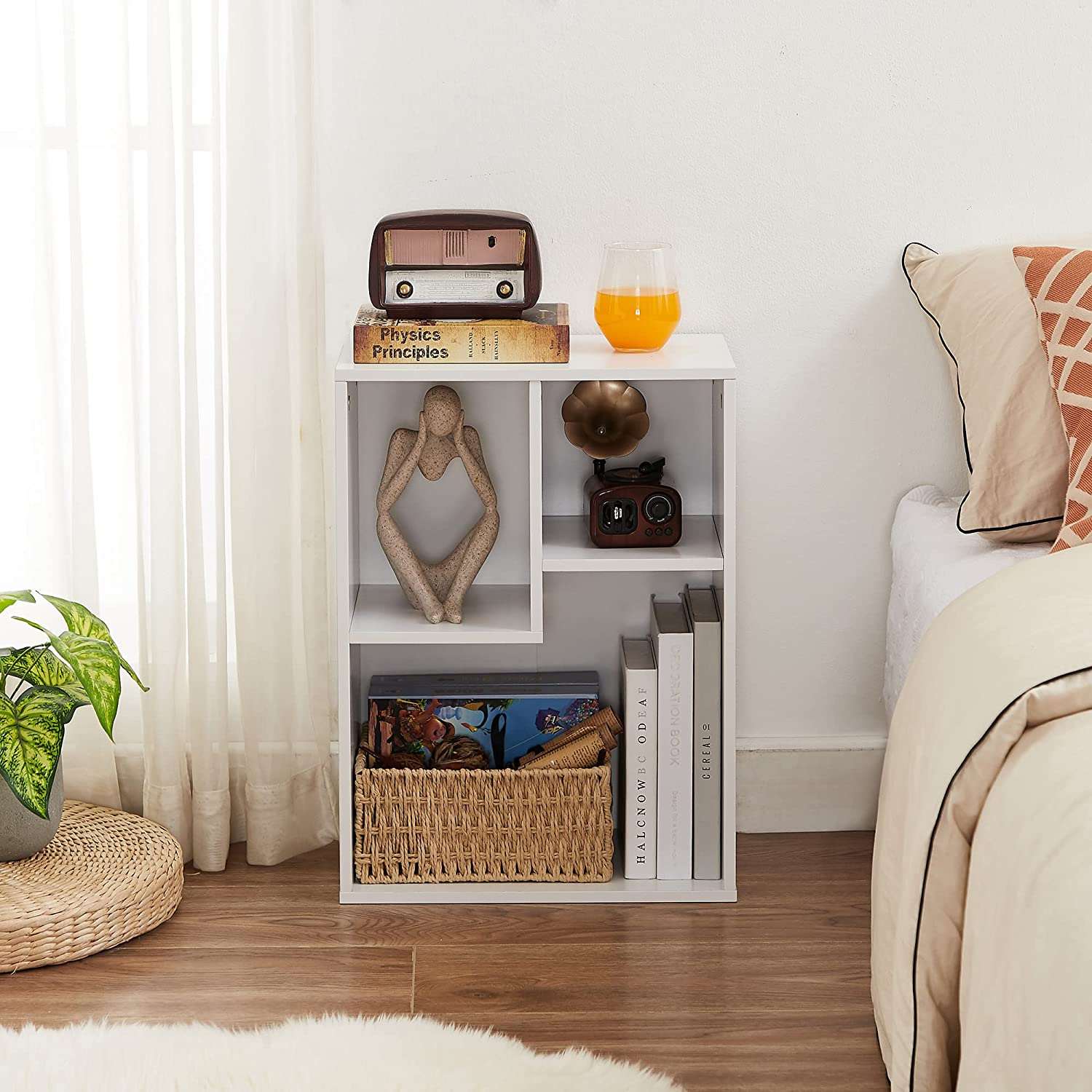 Luder 3-Tier Small Cube Bookshelf - French Oak Finish - Vertical Or Horizontal Use