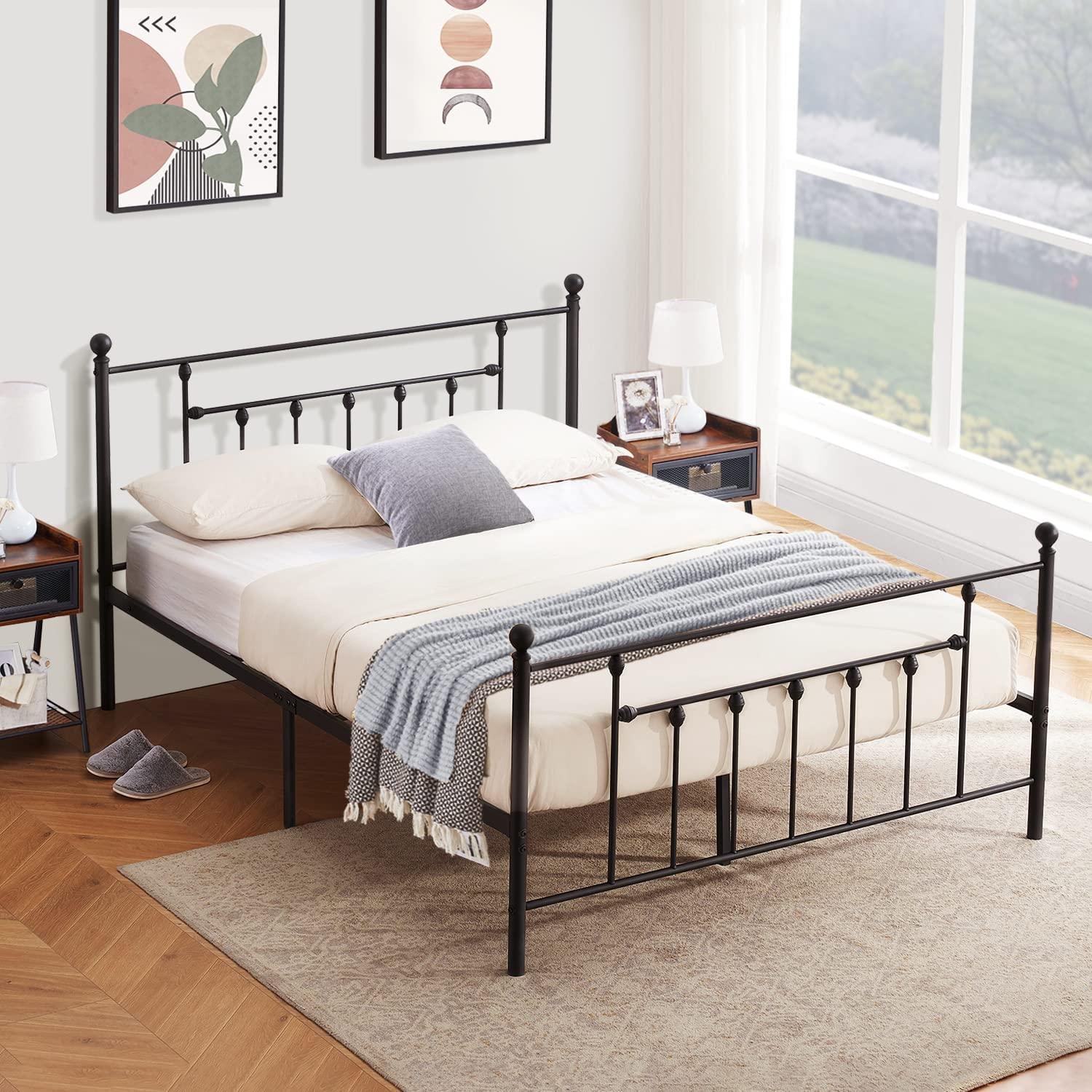 Modern Metal Platform Bed Frame Mattress Foundation with Headboard and Footboard