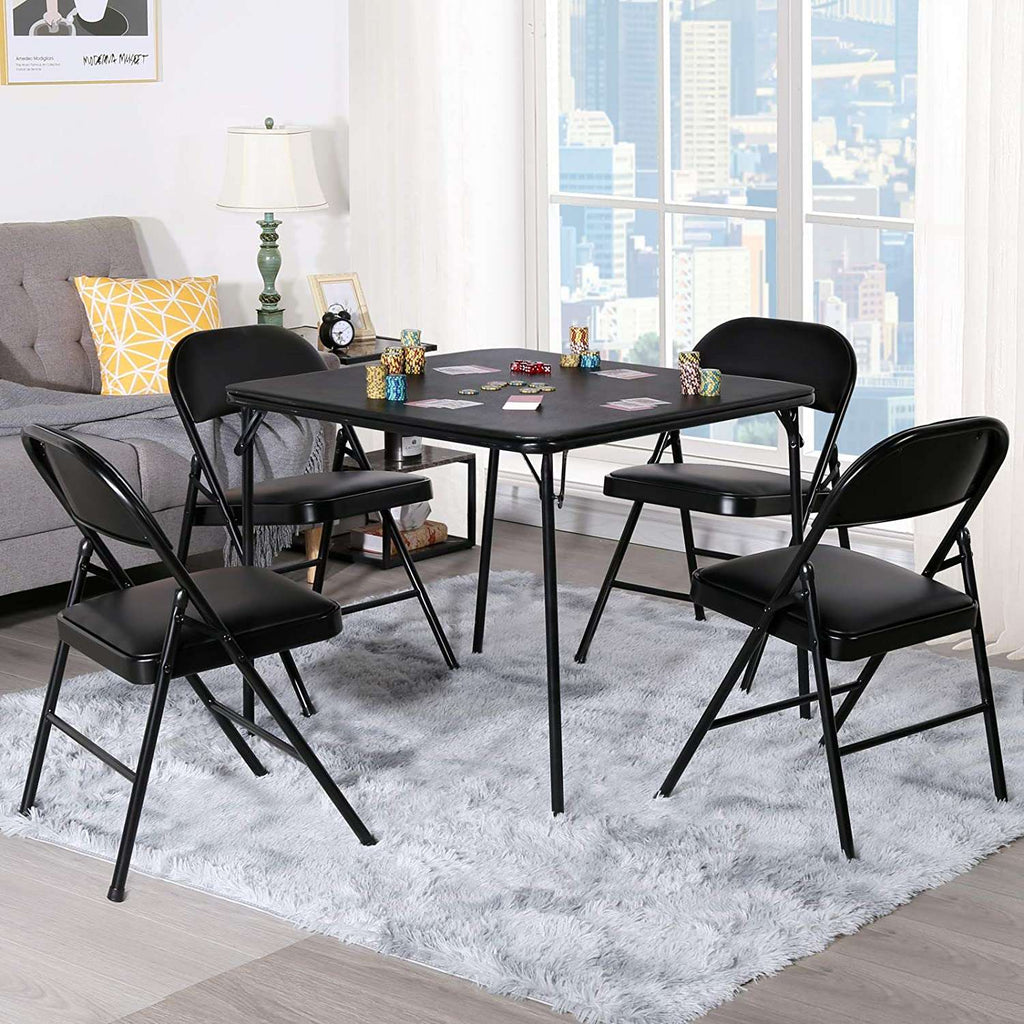 VECELO Portable Utility Square Folding Card Table with Collapsible Legs ...
