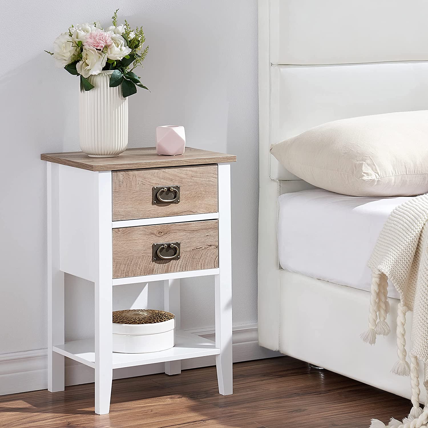 VECELO Modern Nightstands Set of 2, Side End Table with Drawers