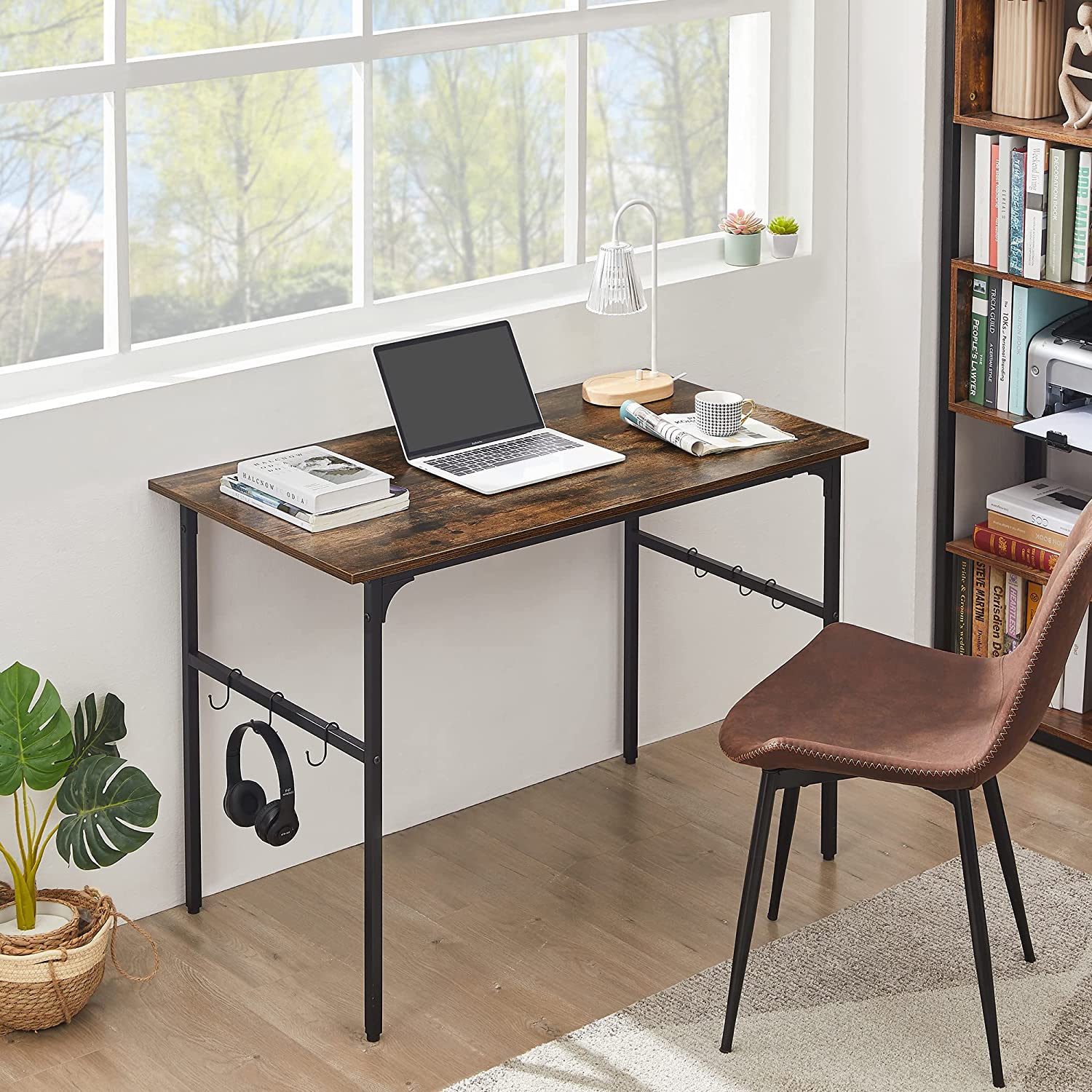 VECELO Industrial Simple Style Wood Table & Metal Frame Home Office Computer Desk