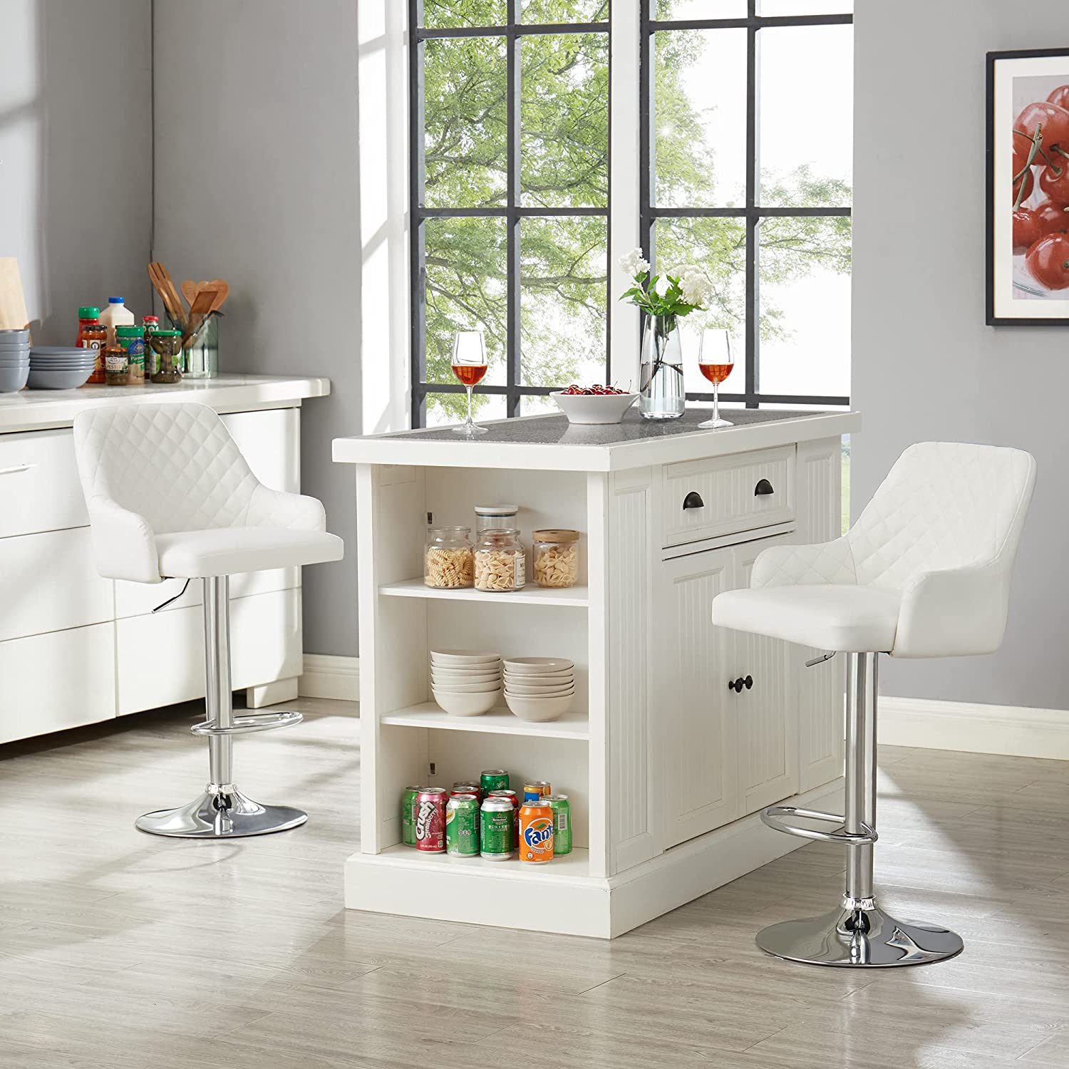 VECELO Adjustable Bar Stools with Back, Bar Height Stools for Kitchen Counter - VECELO