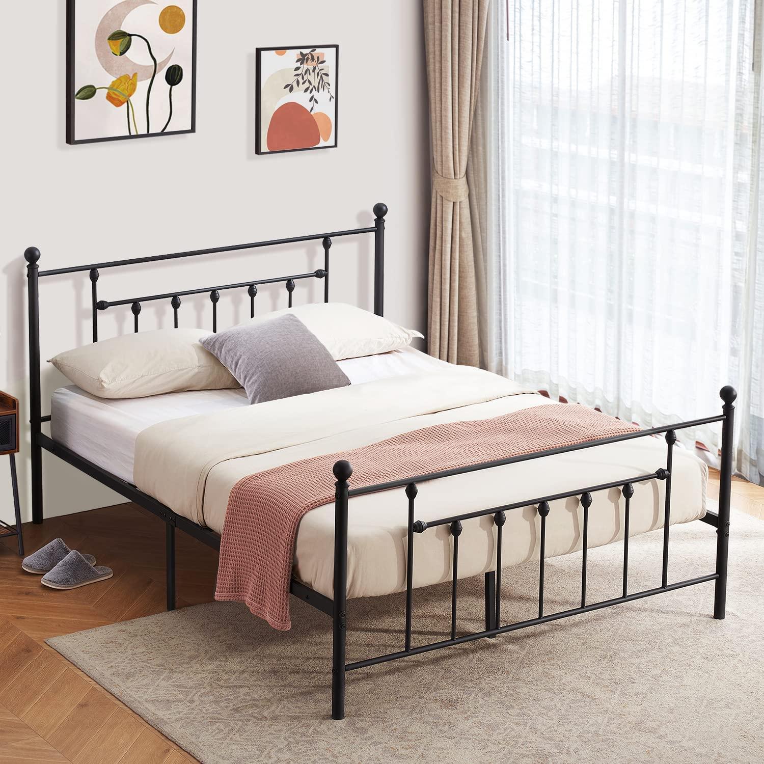 Modern Metal Platform Bed Frame Mattress Foundation with Headboard and Footboard