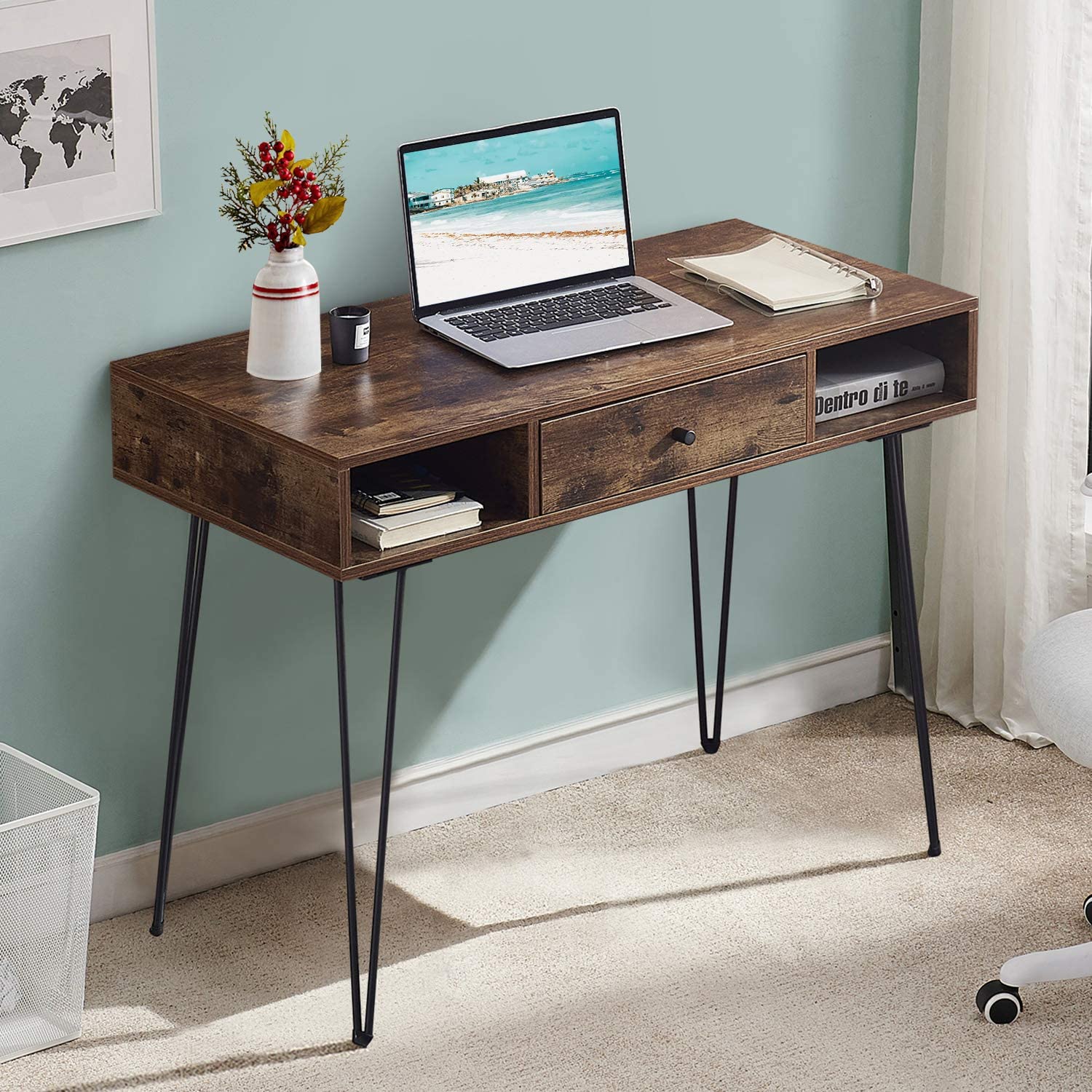 Computer Home & Office Laptop Table with Drawer and Storage Shelf