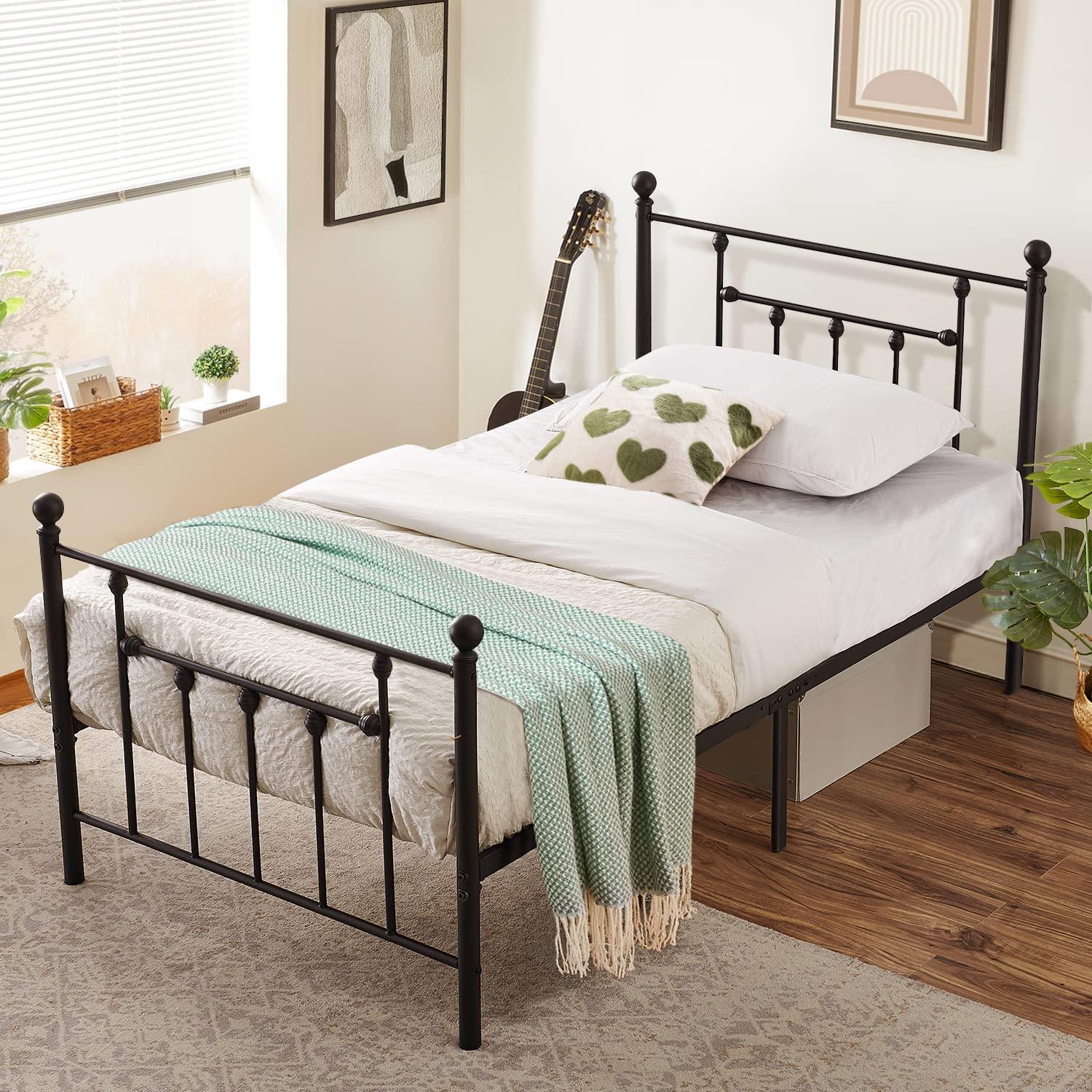 Modern Metal Platform Bed Frame Mattress Foundation with Headboard and Footboard