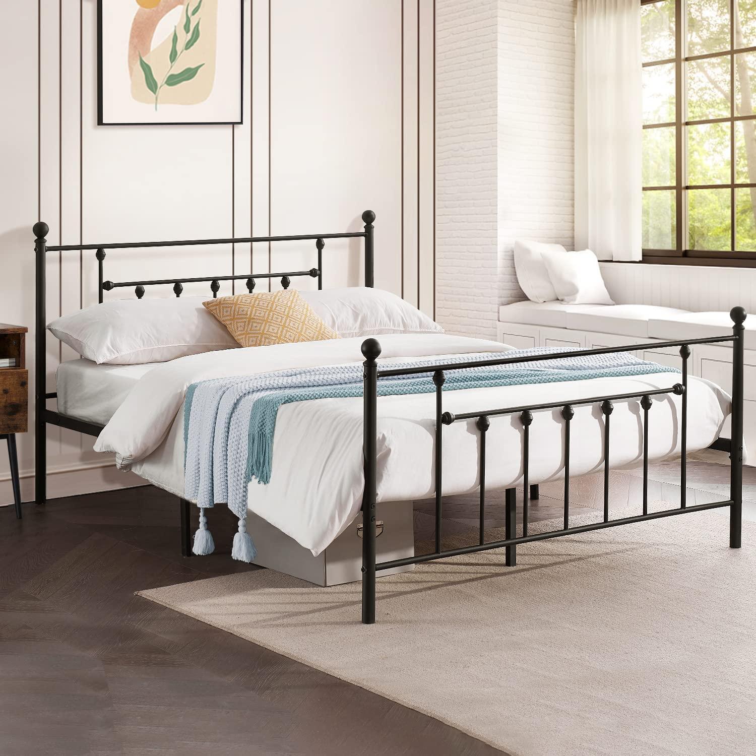 Modern Metal Platform Bed Frame Mattress Foundation with Headboard and Footboard