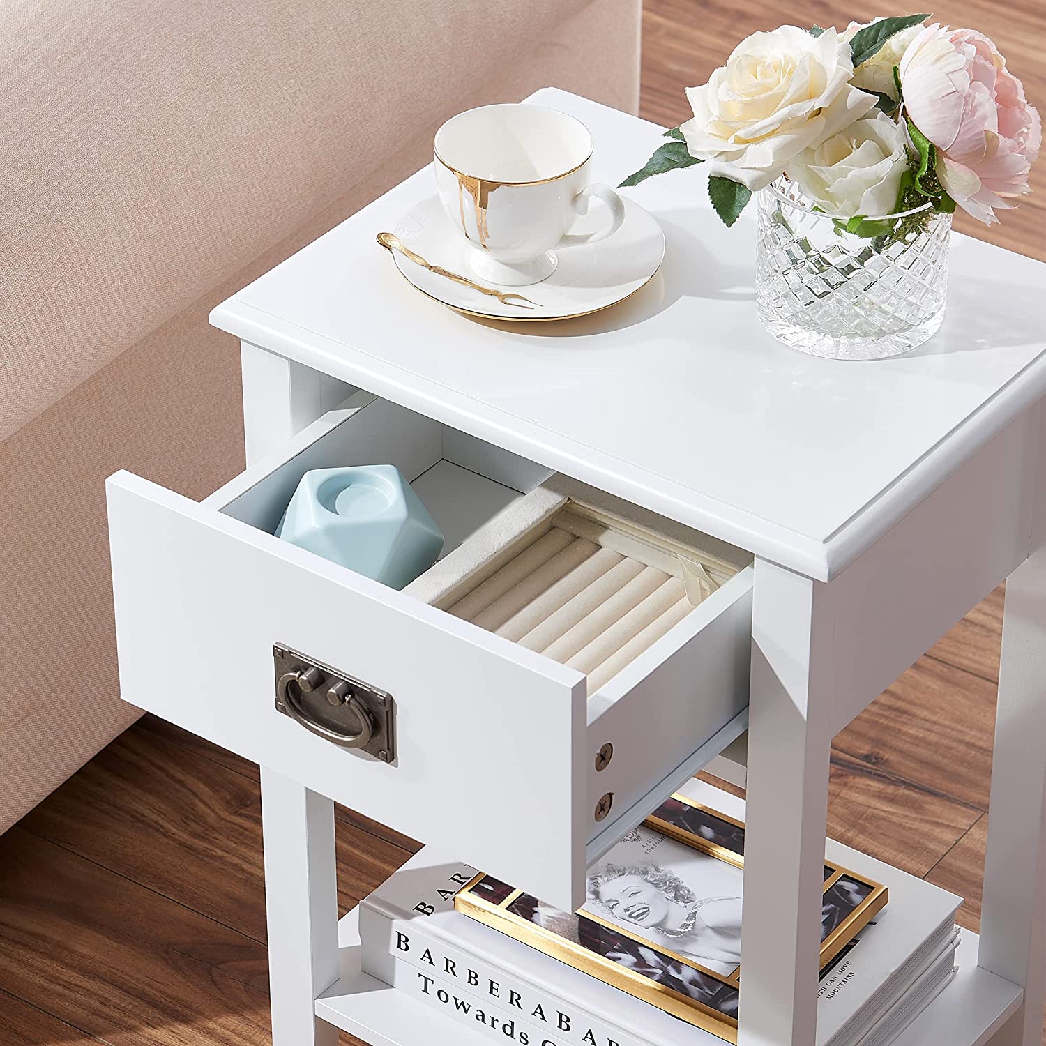 VECELO Modern Nightstands Set of 2, Side End Table with Drawers