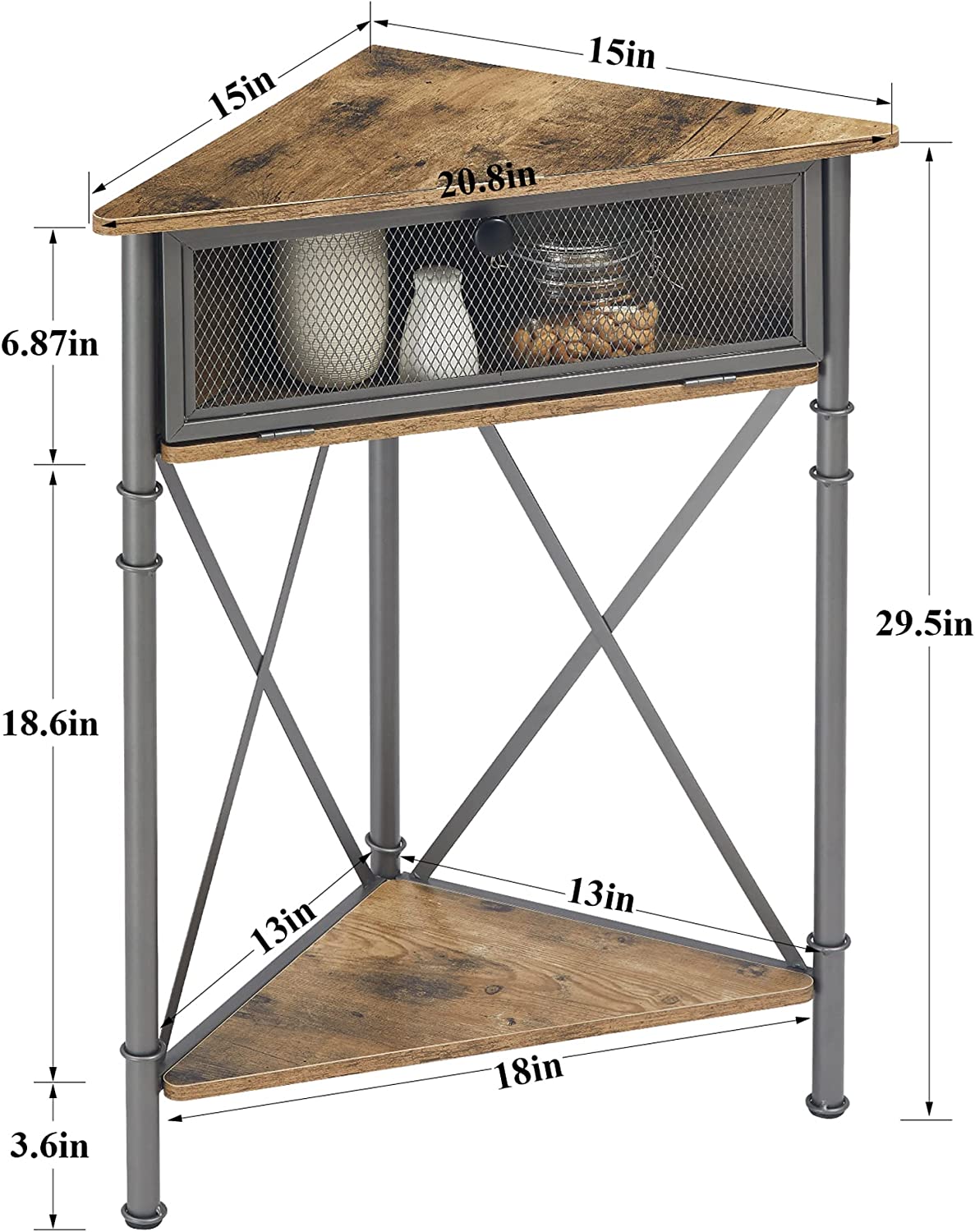 VECELO Corner Table/Cabinet/Organizer with Flip Door