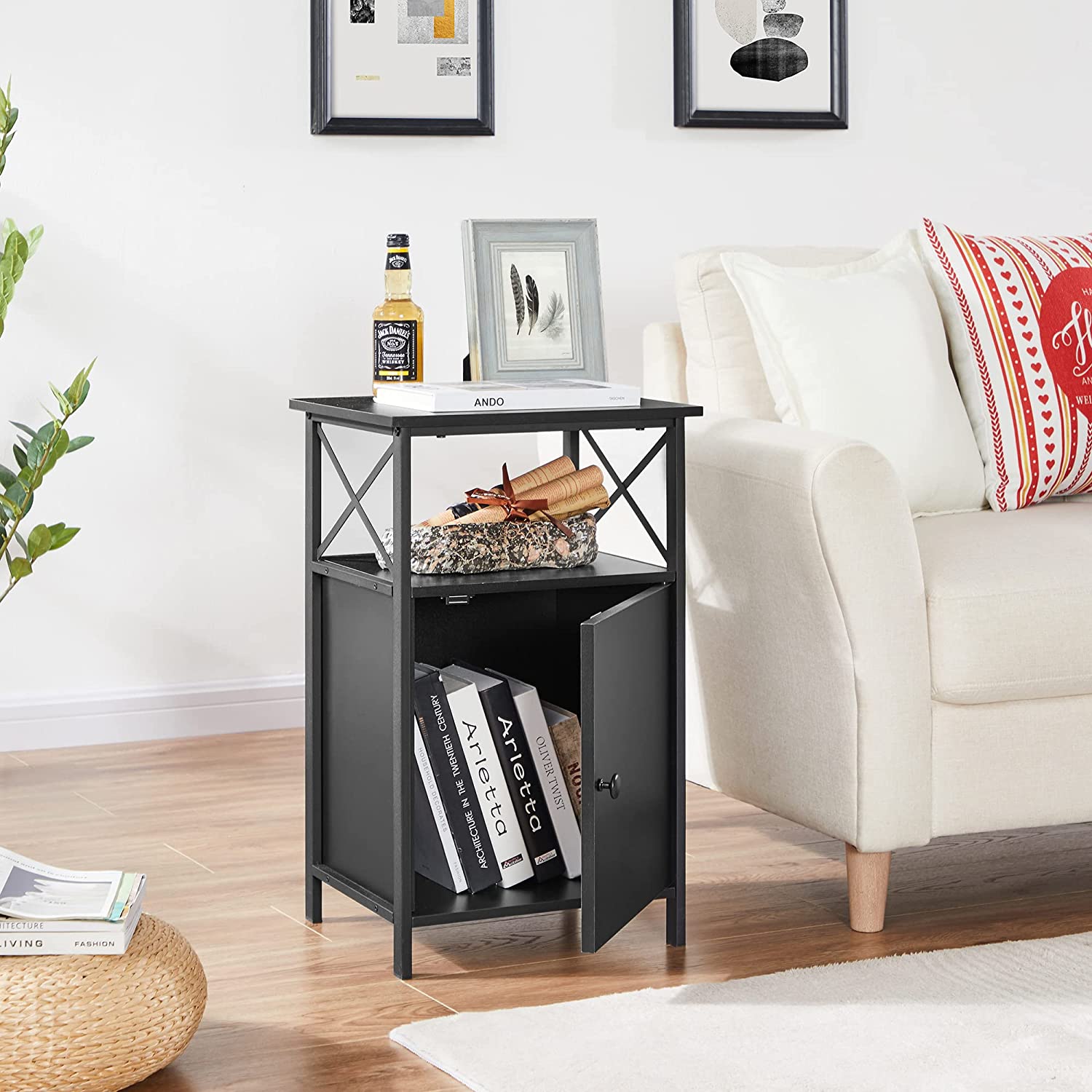 VECELO Tall Side Storage, Large Capacity Bedside Nightstand