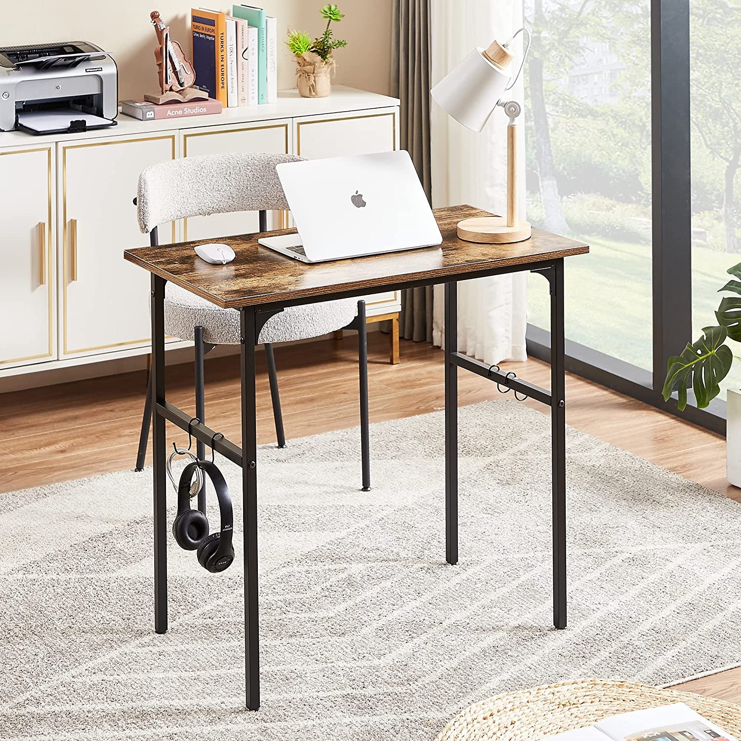 VECELO Industrial Simple Style Wood Table & Metal Frame Home Office Computer Desk