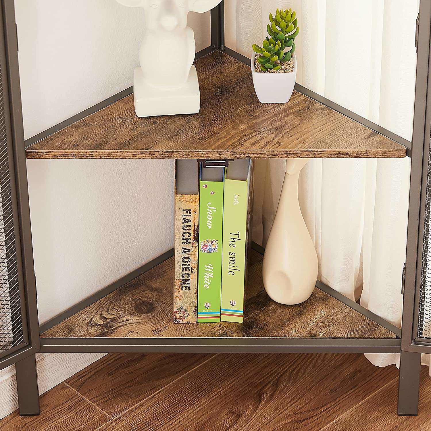 VECELO 3-Tier Corner Shelf/Organizer with Storage Cabinet