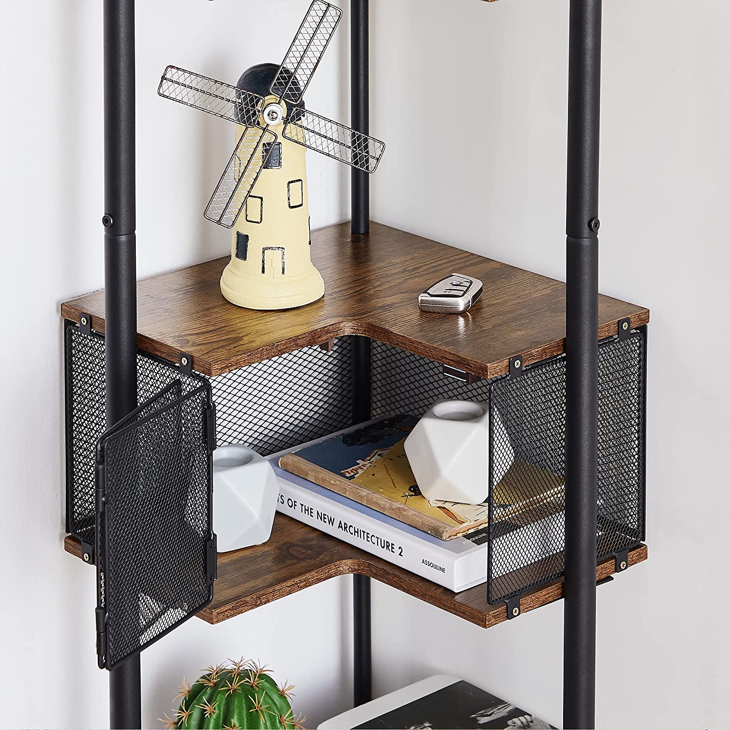 VECELO 6 Tier Corner Shelf, 69 Inch Industrial Bookshelf/Storage Stand