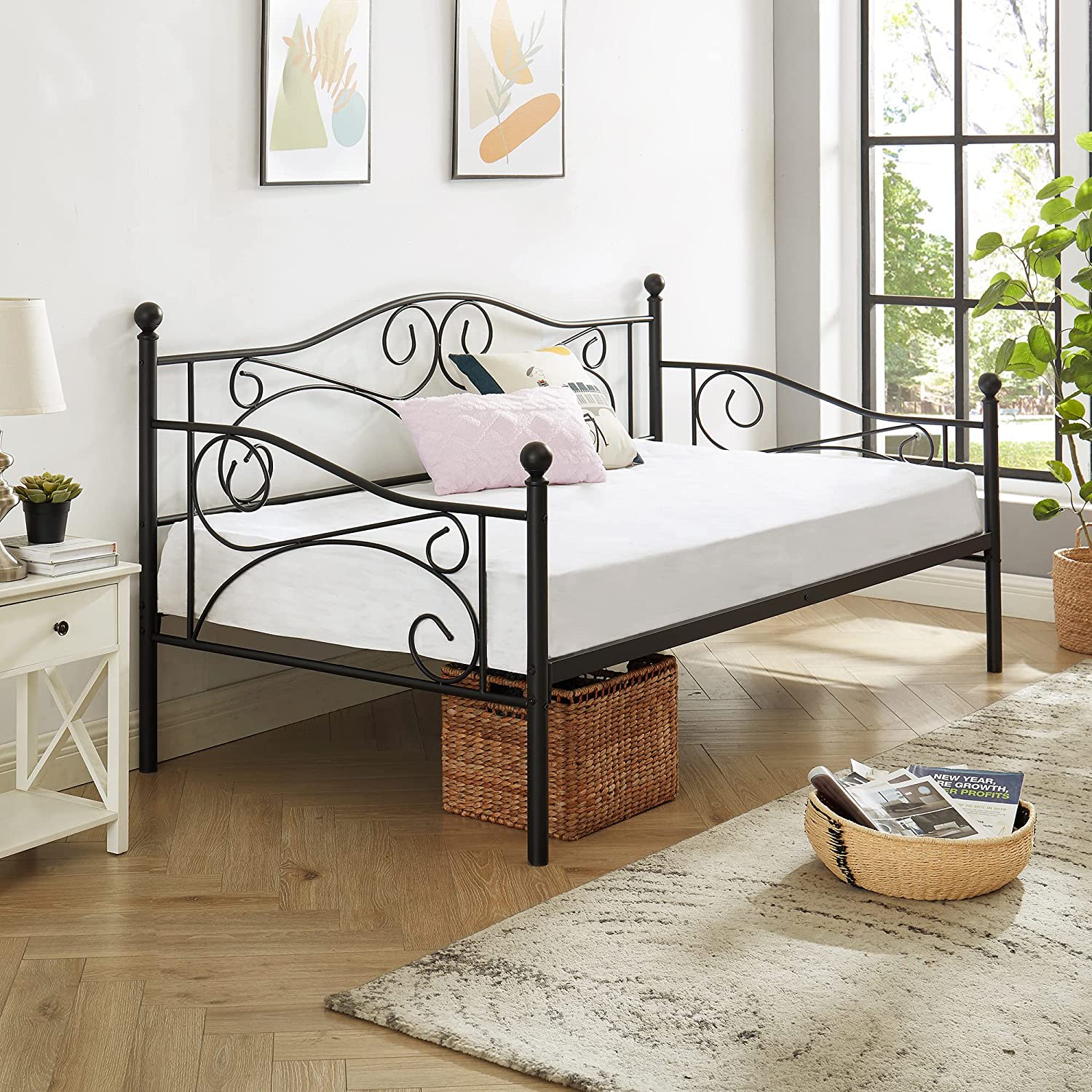 VECELO Premium Daybed Metal Bed Frame Twin Size
