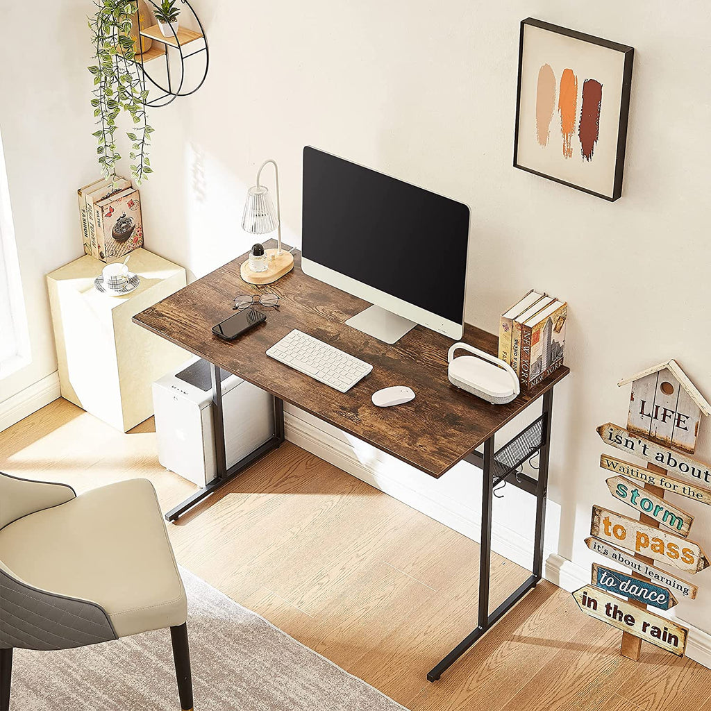 Writing Computer Table VECELO Writing Computer Desk, Modern Simple Study Table with Headphone
