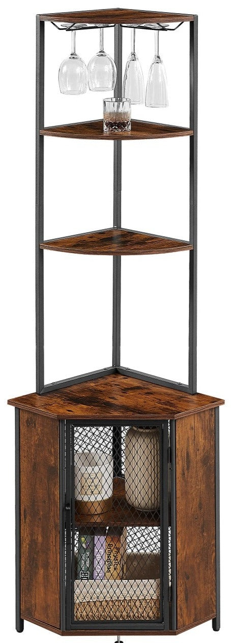 VECELO Corner Cabinet, Tall Storage Shelf Bookshelf Display Shelves Rack - Thumbnail 2