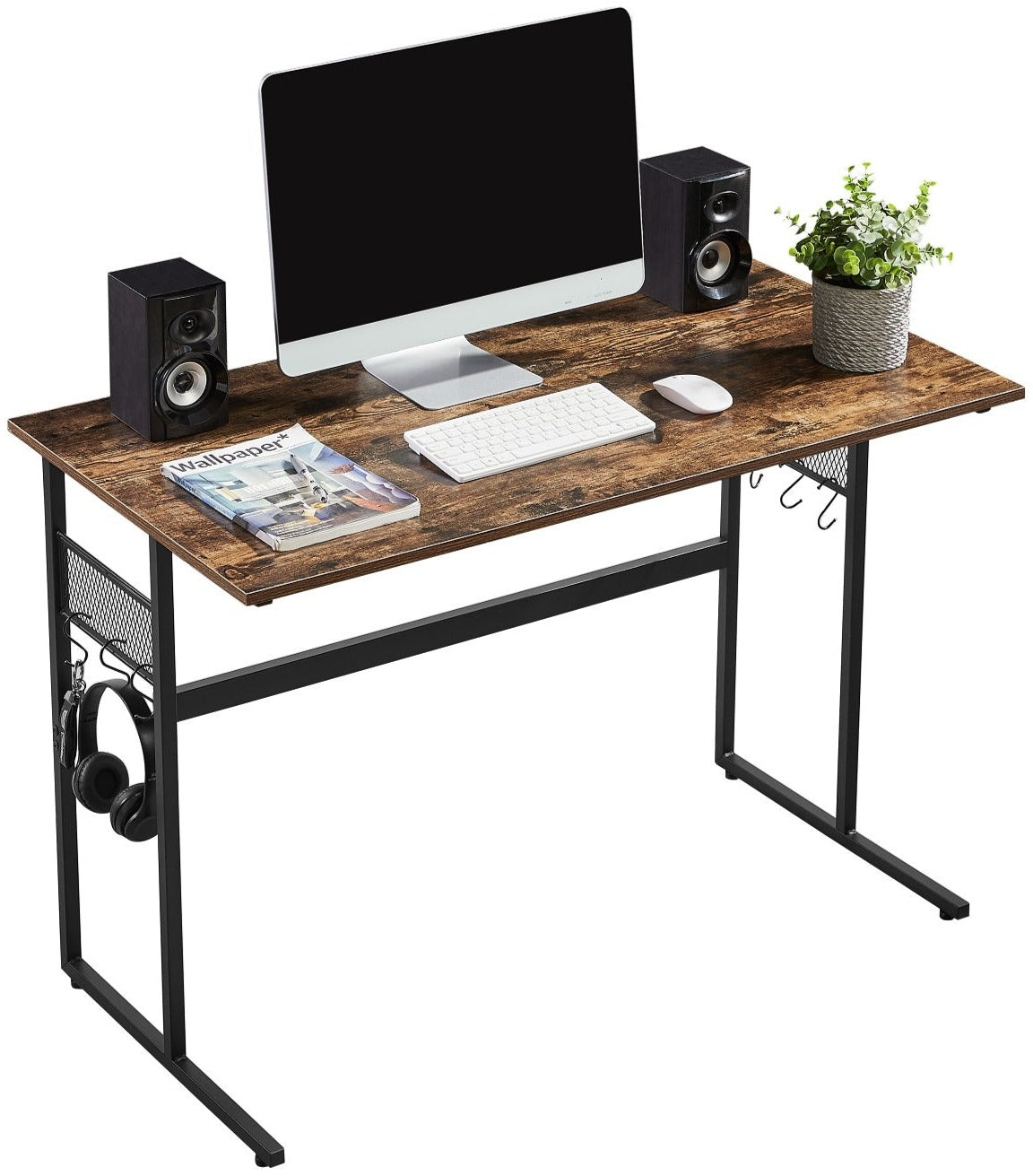 VECELO Computer Desk with Storage Sturdy Laptop No Assembly Required Study Table - VECELO